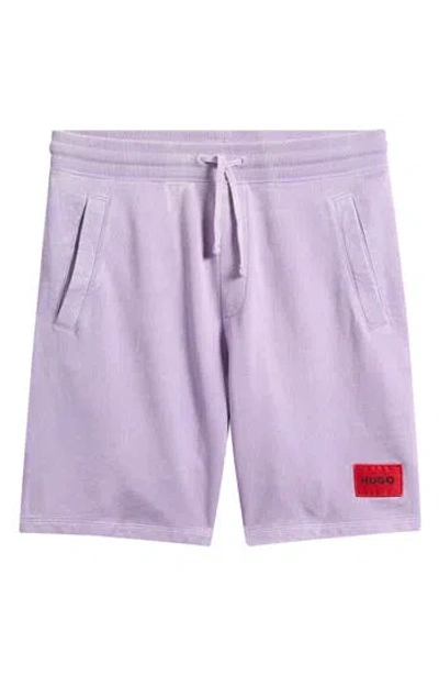 Hugo Boss Hugo Logo Patch Knit Shorts In Purple