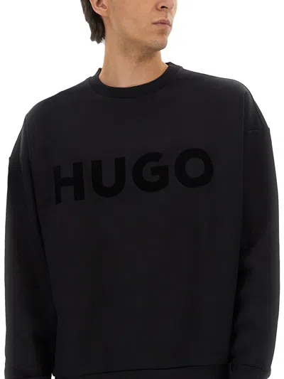 Hugo Boss Hugo Logo-embroidered Sweatshirt In Black