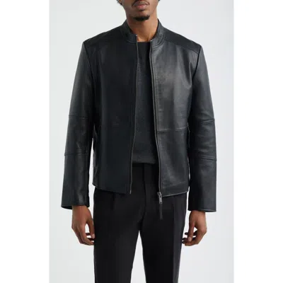 Hugo Boss Hugo Lokis Leather Jacket In Black