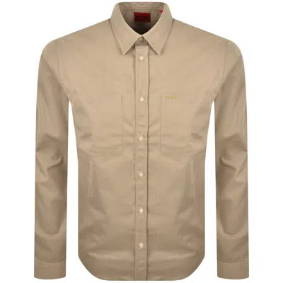 Hugo Boss Hugo Long Sleeved Egrin Shirt Medium Beige In Multi