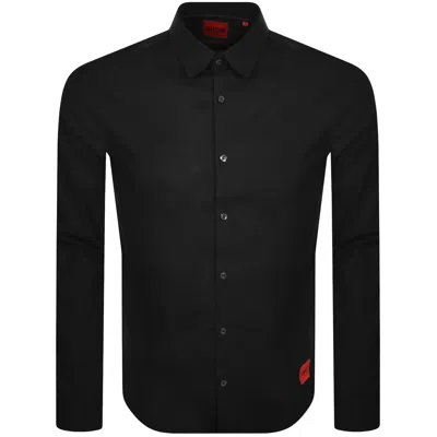 Hugo Boss Logo-embroidered Cotton Shirt In Black