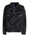 Hugo Boss Relaxed-fit Denim Jacket With Happy Hugo Print In Black
