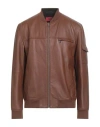 Hugo Boss Hugo Man Jacket Brown Size Xl Cowhide In Brown