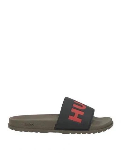 HUGO BOSS HUGO MAN SANDALS BLACK SIZE 9 RUBBER