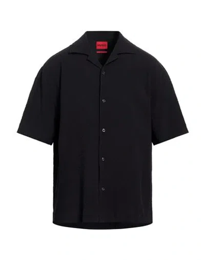 Hugo Boss Oversize-fit Shirt In Broderie-anglaise Cotton In Black
