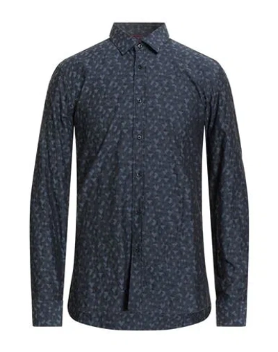 Hugo Boss Hugo Man Shirt Navy Size 17 ½ Cotton, Modal In Blue