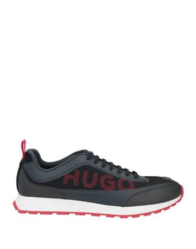 Hugo Boss Hugo Man Sneakers Midnight Blue Size 11 Leather, Textile Fibers