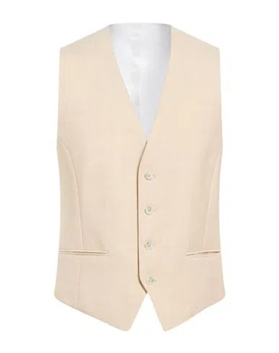 Hugo Boss Hugo Man Tailored Vest Beige Size 38 Virgin Wool, Polyester, Cotton, Elastane In Neutral