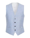 Hugo Boss Hugo Man Tailored Vest Light Blue Size 42 Virgin Wool, Polyester, Cotton, Elastane In Blue