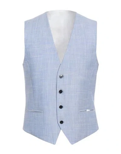 Hugo Boss Hugo Man Tailored Vest Light Blue Size 42 Virgin Wool, Polyester, Cotton, Elastane
