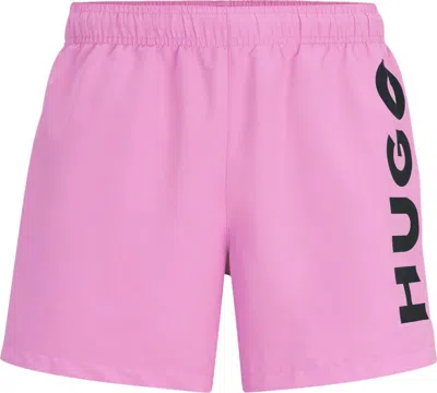 Hugo Boss Hugo Men's Abas Vertical Logo Swim Trunks, Pink