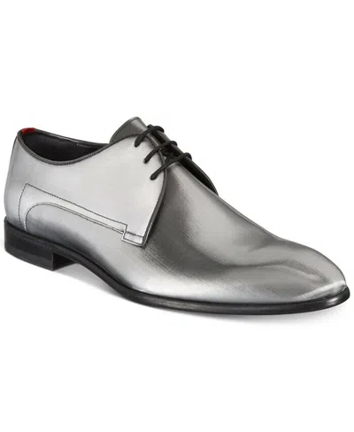 Pre-owned Hugo Boss Hugo Men's Appeal Metallic Derby Shoes Size 8 In Silver
