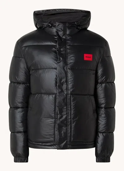 HUGO BOSS HUGO MEN'S BARO 2441 QUILTED HOODED PUFFER COAT, BLACK