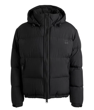 Hugo Boss Padded Hooded Jacket In Black