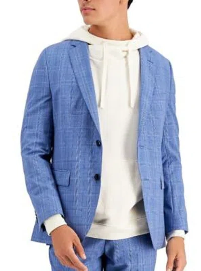 Pre-owned Hugo Boss Hugo Men's Blue Modern-fit Check Wool Suit Jacket, 40r