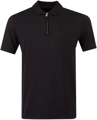 Hugo Boss Hugo Men's Dekok233 Black Half Zip Short Sleeve Polo T-shirt