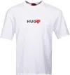 Hugo Boss Mens White Branded-print Relaxed-fit Cotton-jersey T-shirt In White