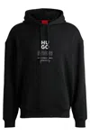 Hugo Boss Mens Black Flame Graphic-print Oversized-fit Cotton-blend Hoody In Black