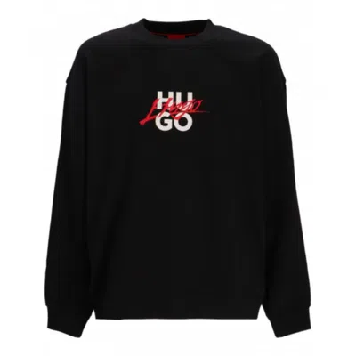 Hugo Boss Hugo Men's Dlogonty Script Logo Crew Neck Sweater, Black