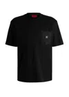 Hugo Boss Interlock-cotton T-shirt With Contrast Pocket In Black
