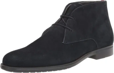 Pre-owned Hugo Boss Hugo Men's Kyron Suede Lace Up Desert Boot Chukka In Sky Captain Navy