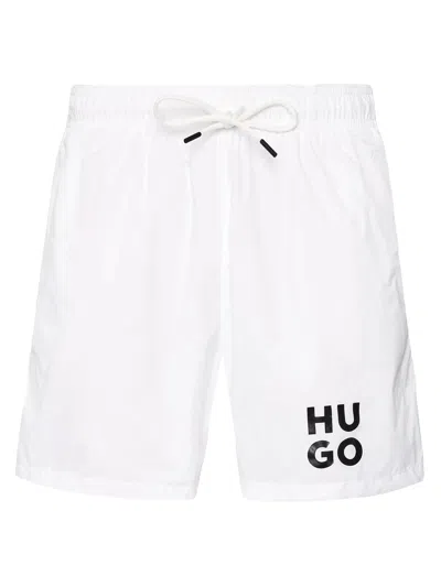 Hugo Boss Hugo Men's Paol Suare Logo Swim Trunks, White