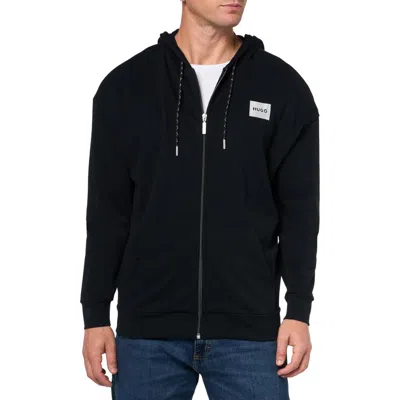 Hugo Boss Hugo Men's Silver Logo Full-zip Hoodie Sweatshirt, Black