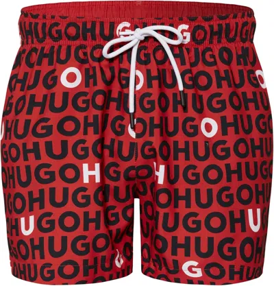 Hugo Boss Hugo Men's Tortuga Swim Trunks, Black/red/white In Multi