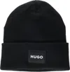 Hugo Boss Hugo Men's Xevon Patch Logo Ribbed Beanie, Black In Black