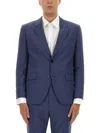 Hugo Boss Tailored Jacket Buttoned Cuffs In Blue