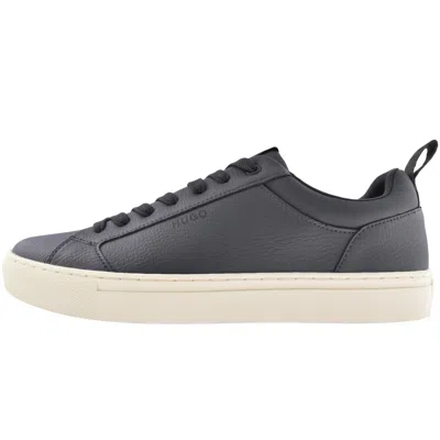 Hugo Boss Gary Burnished-leather Trainers With Hidden Laces In Black