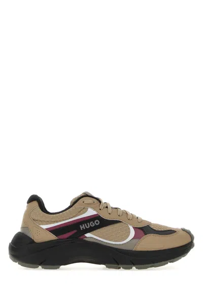 Hugo Boss Hugo Multicolor Canvas And Leather Sneakers In Neutral