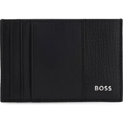 Hugo Boss Hugo New Crosstown Leather Card Case In Black