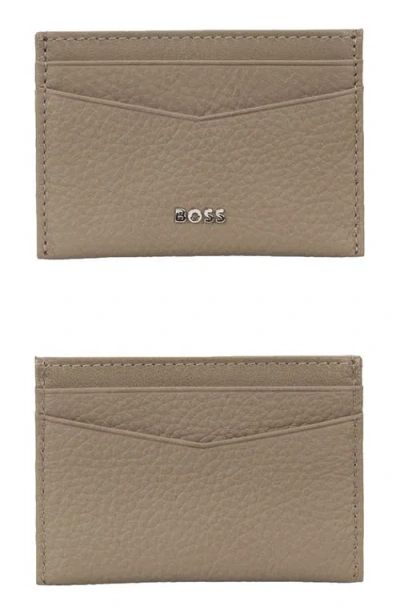 Hugo Boss Hugo New Crosstown Leather Card Case In Brown