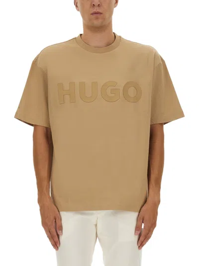 Hugo Boss Hugo Oversized Logo Tshirt In Brown