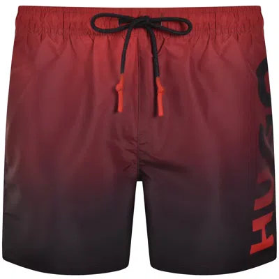 Hugo Boss Gradient Logo-print Swim Shorts In Red