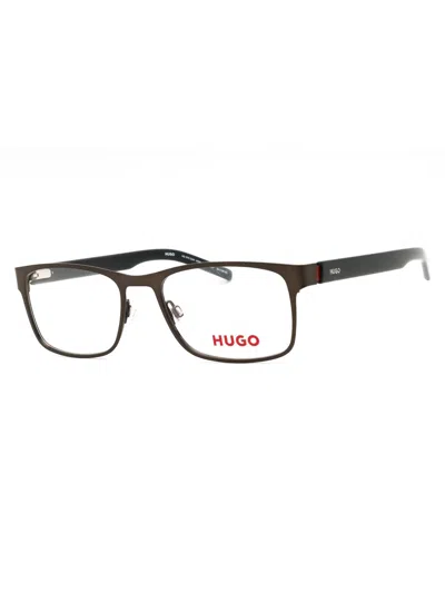 Hugo Boss Hugo Rectangular Metal Eyeglasses For Men In Brown