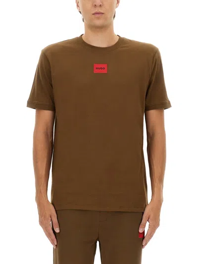 Hugo Boss Hugo Regular Fit Sweatshirt With Logo Label In Brown