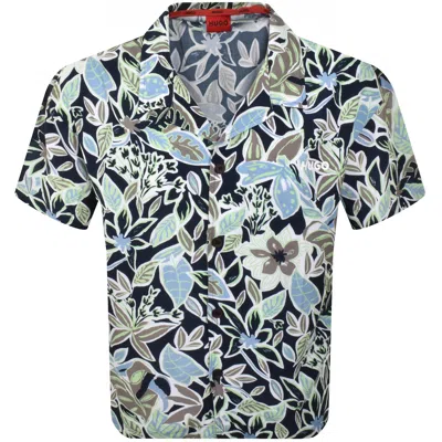 Hugo Boss Hugo Relaxed Short Sleeve Beach Shirt Navy