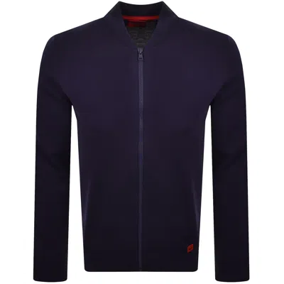 Hugo Boss Hugo San Jacque Full Zip Knit Jumper Navy In Blue