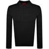 Hugo Boss Knit Polo Sweater With Concealed Placket In Slim Fit In Black