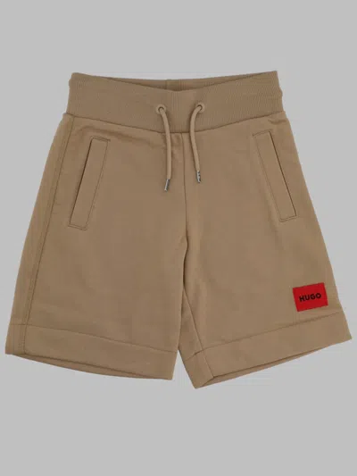 Hugo Boss Hugo Shorts In Pile Con Patch Logo In Nude