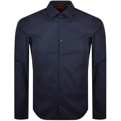 Hugo Boss Hugo Long Sleeved Ermo Shirt Navy In Blue