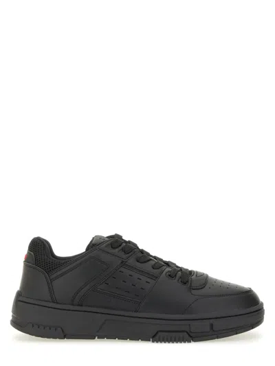 Hugo Boss Low-top Mesh-detailed Polyester Sneakers In Black