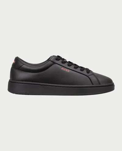 Hugo Boss Contrast-logo Trainers In Faux-leather In Black