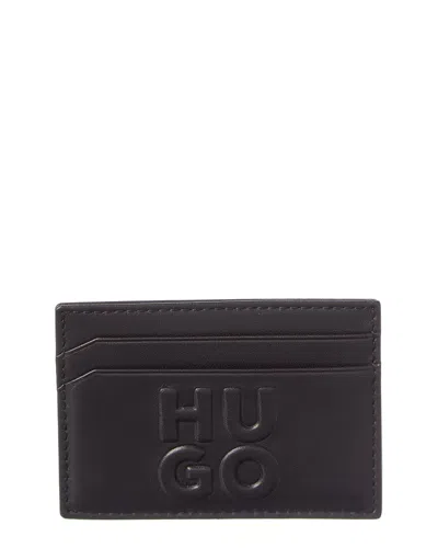 Hugo Boss Hugo Stk Leather Card Holder In Black