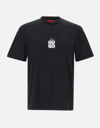 Hugo Boss Stacked Smoke Logo Prints Jersey T-shirt In Black