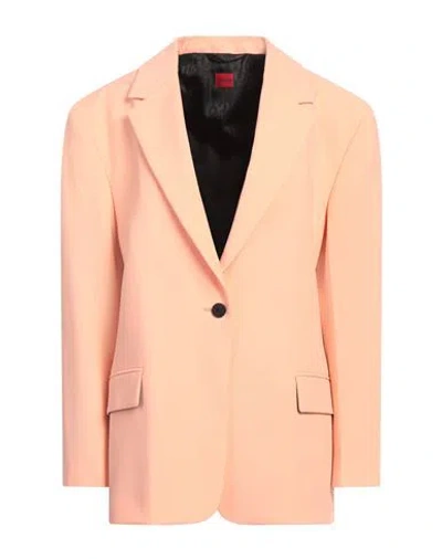 Hugo Boss Hugo Woman Blazer Apricot Size 12 Polyester, Viscose, Elastane In Orange
