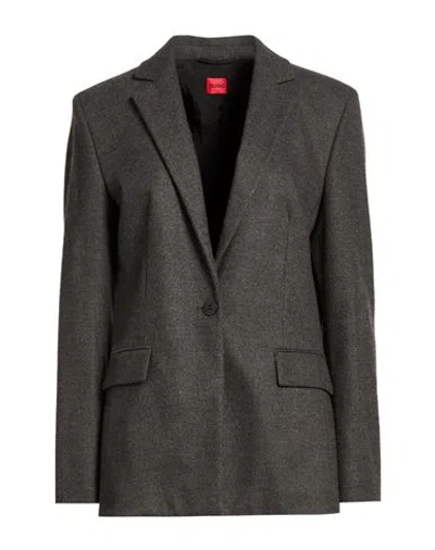Hugo Boss Hugo Woman Blazer Charcoal Size 10 Polyester, Viscose, Elastane In Gray