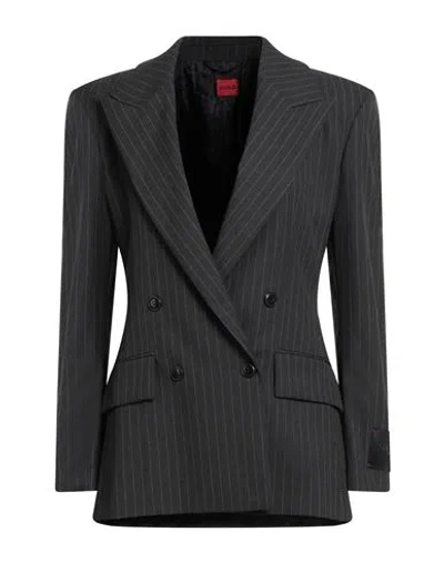 Hugo Boss Hugo Woman Blazer Charcoal Size 6 Polyester, Viscose, Elastane In Gray
